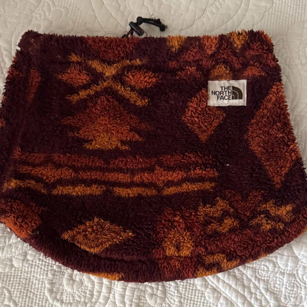 The North Face Burgundy and Orange Fleece Neck Gaiter